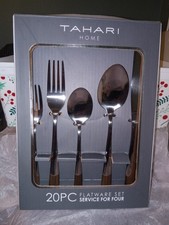 Tahari Home Flatware 20pc Set Stainless Steel New In Box Service For Four picture