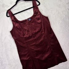 NWT Gap Women Dress Size XL Burgundy Velvet Square Neck Sleeveless Mini Shift picture