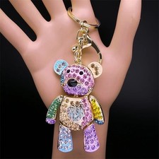 Cute Teddy Bear Rhinestone Bling Keychain Sparkly Bag Charm Key Ring Gift New picture