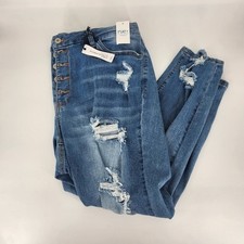 Rue21 Women's Curvy Ultimate Stretch Jeggings Blue Distressed Ripped Size 22 NWT picture