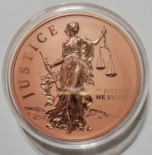 2026 Liberia Lady Justice 5 oz .999 Fine Copper Coin $1 BU In Capsule w/ COA picture