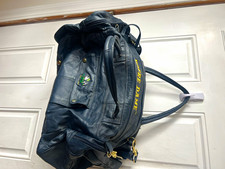 Vintage Notre Dame Duffel Bag Travel Weekender Navy / Blue Leather  picture