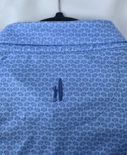Johnnie-O Featherweight Golf Polo Shirt Mens Sz Large AOP Blue Geometric Shells picture