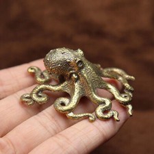 1X Brass Octopus Sculpture Wild Sea Life Figurine Housewarming Decor Gifts USA picture