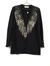 ST JOHN BASIC BY MARIE GRAY BLACK WITH EMBROIDERY SZ 8 picture