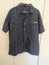 VTG 90s/Y2K Caffeine Records Utility Shirt Men Large Navy Short Sleeve with Bag picture