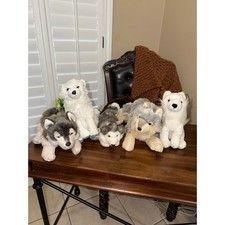 Wolf & Arctic Fox Plush Stuffed Animal 5 Lot Realistic Wild Republic Demdaco picture
