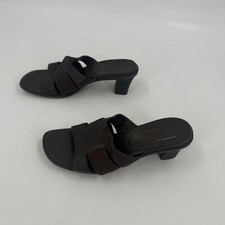 Aerology by Aerosoles Taylor Heel Sandals Womens 7 Dark Brown Leather Open Toe picture
