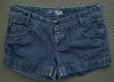 Express Jeans Denim Hot Shorts Women Sz 8 Low Rise Dark Wash Festival Y2K picture