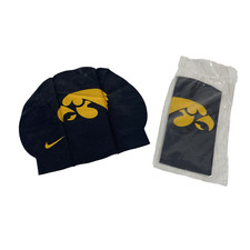QTY (2) Iowa Hawkeyes NIKE swim cap LATEX Black & Yellow BRAND NEW light picture