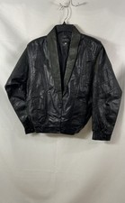 Vintage 80s Christian Dior Women's Black Textured Leather Shawl Jacket Sz 38 picture