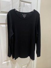 Chicos Womens gorgeous Size 3 Pretty Black shirt Pull Over Top Long Sleeve picture