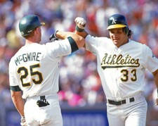 Oakland Athletics MARK MCGWIRE and JOSE CANSECO Glossy 8x10 Photo Bash Brothers picture