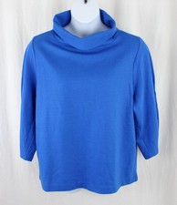 COS Women's Blue Wool Blend 3/4 Sleeve Cowl Neck Sweater Size Large picture