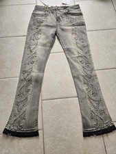$250...Waimea size 38 Stacked Studded Denim Jeans Grey Wash. picture