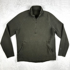 Lululemon At Ease 1/2 Zip Pullover Mens L Green Textured Waffle Honeycomb Gym picture