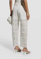 $449 Charo Ruiz Ibiza Women's White High Rise Darted Front Pants Size L picture