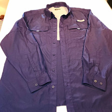 Habit, Fishing Vented Shirt Men’s Blue.   L S Button-Up Shirt Size L  TS10222 picture