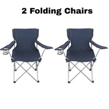 Ozark Trail Basic Quad Folding Camp Chair with Cup Holder, Dark Blue, Adult picture