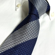 Drake's Striped Patterned Necktie Navy Gray excellent gift picture
