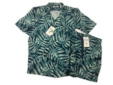 Original Penguin 2-Piece Cabana Set Mens Large Blue Teal Tropical Leaf Print picture