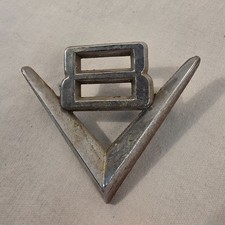 Vintage 1951-53 Ford V8 Fender Emblem Badge Part 969222 Chrome Metal picture