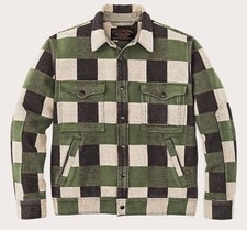 Filson Beartooth Camp Jacket NWT Cinder Olive Check 13oz Cotton Snap Front Warm picture