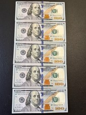 2013 $100 Federal Reserve Notes – Consecutive Run of 5 – Crisp - Gem picture