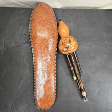 Chinese Bamboo Hulusi Gourd Wind Instrument Flute Key of F Brown w/ Case Nice picture