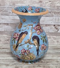 Antique Aesthetic Movement Stoneware Vase Ridgways 1880s Blue Polychrome  picture