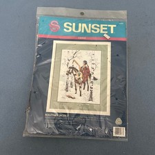 Vintage 1993 Sunset Crewel Kit Solitary Scout Suzanna Lynne 11076 Winter Horse picture