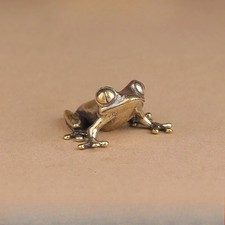 Brass Frog Figurine Small Animal Statue Table Office Home Decoration Toy Gifts picture