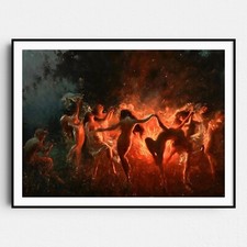 Nymphs Dancing to Pan’s Flute by Joseph Tomanek Wall Art Poster Print picture