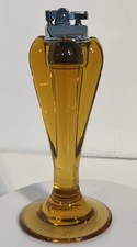 VTG Viking Glass Amber Table Lighter Epic 6 Petal MCM Design / Pedestal “CLEAN” picture