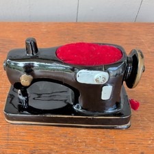 Mid Century Sewing Machine Pin Cushion and Tape Measure Ceramic Japan Damaged picture