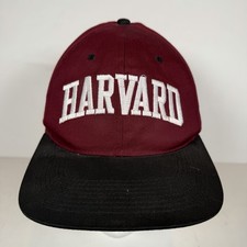 Vtg Harvard Crimson Hat Snapback Arch Spell Out Logo 90s University Red College picture