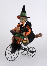 Witch Figurine  Broom Tricycle Bike Halloween Decor Karen Didion picture