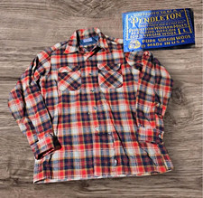 VTG 70s Pendleton Men L Lumberjack Virgin Wool Board Shirt Rugged USA Distressed picture