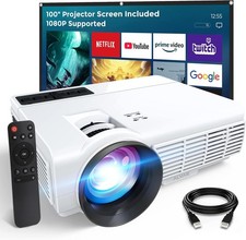 1080P HD Bluetooth Video Projector 8000Lumens Movie Home Theater w/ 100'' Screen picture