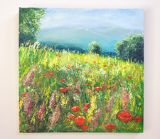 Marina Filippova Original Russian Oil Painting Poppy Field 24x24 Signed OOAK picture