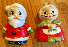 Vintage Lefton Santa & Mrs Claus Ceramic Salt & Pepper Shakers Japan Christmas picture