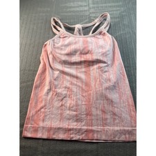 Athleta Chi Tank Top Pink Orange Space Dye Seamless Racerback Shelf Bra Small picture