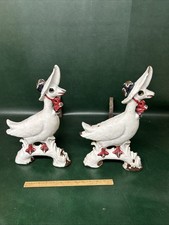 Rare Antique PAIR  HOWES Foudry CAST FIREPLACE GLASS EYES Mother Goose Andirons picture