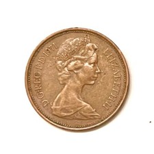 Queen Elizabeth New Pence 2P Elizabeth II, D.G.REG.F.D R Coin 1971 1st Edition picture