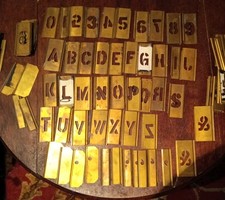 96 PC  2 Sets Brass Letter and Number Stencils- plus  picture