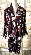 NWT CHICO'S OPEN KIMONO DUSTER JACKET BROWN BLACK WHITE SIZE XL /2 picture