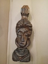 ✅VTG WITCO HAND CARVED TIKI BUST LAMP BASE. BEAUTIFUL SCULPTURE CRYPTOMERIA 24