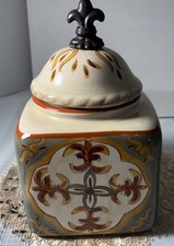 Artimino Tuscan Countryside Sienna Cream Canister with Lid 9.5 