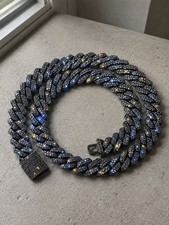 Black Diamond Iced Out 14mm Cuban Link Chain Necklace Simulated Stones 20in Big picture