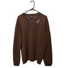 PXG V-Neck Sweater Mens Large Brown Pullover Tour Logo Knit Long Sleeve Golf picture